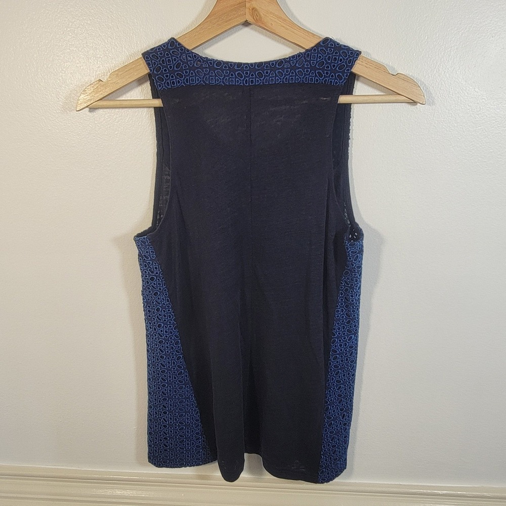 J. Crew Tank Top Blue Lightweight‎ Sleeveless Eyelet Trim Sheer Blouse Sz XS NWT - Picture 3 of 8